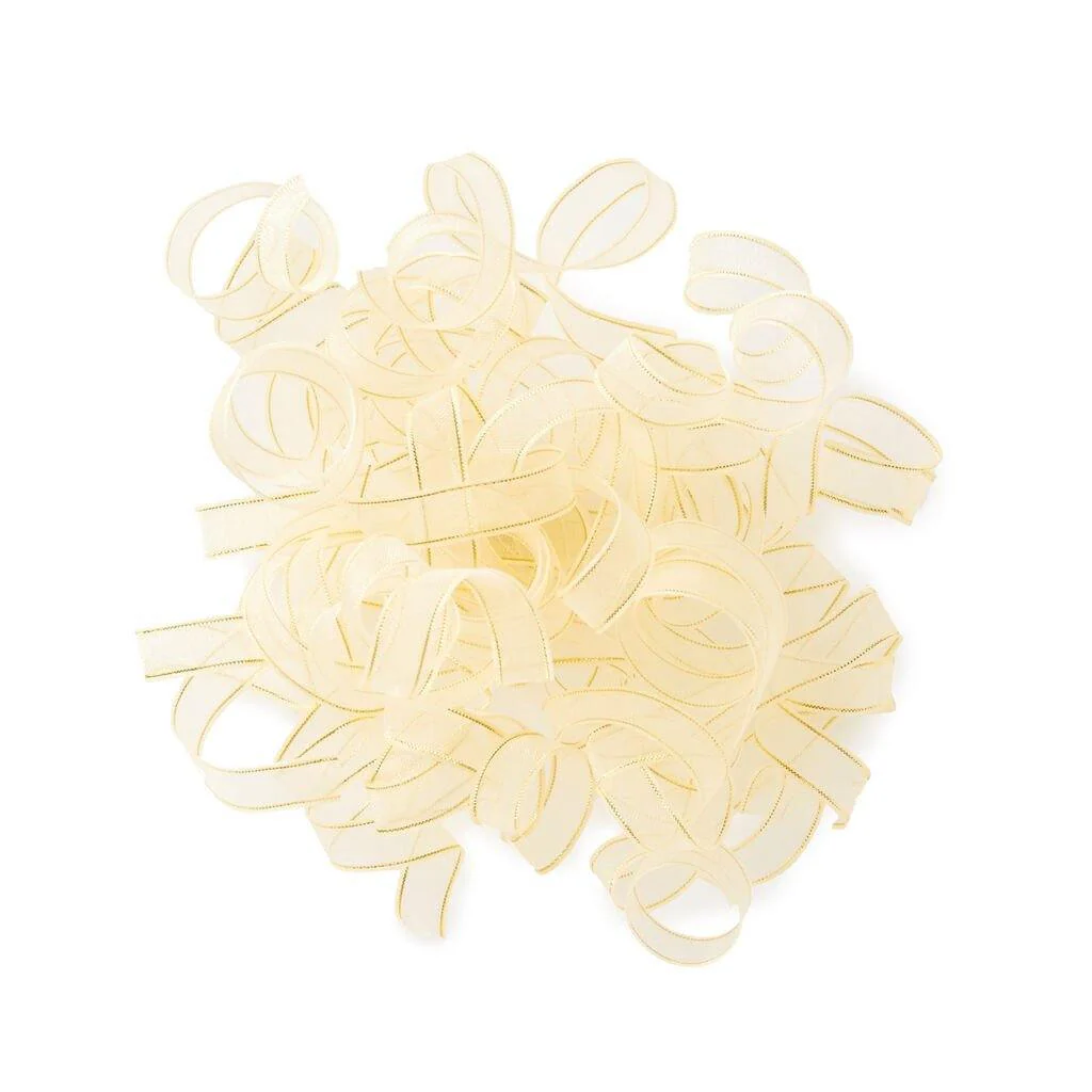 Hallmark : White and Gold Sheer Curly Ribbon Bow, 7.5" - Image 2