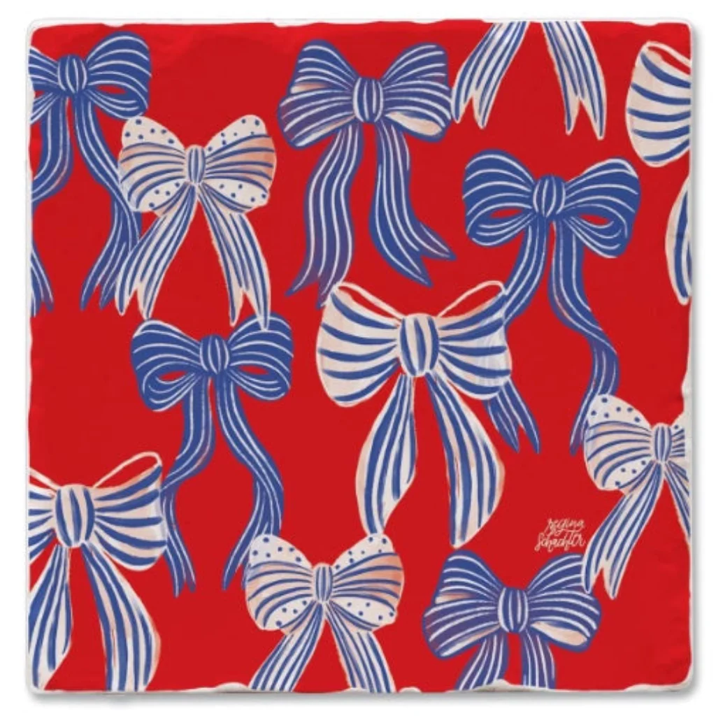 Highland : Americana Bows Single Tumbled Tile Coaster