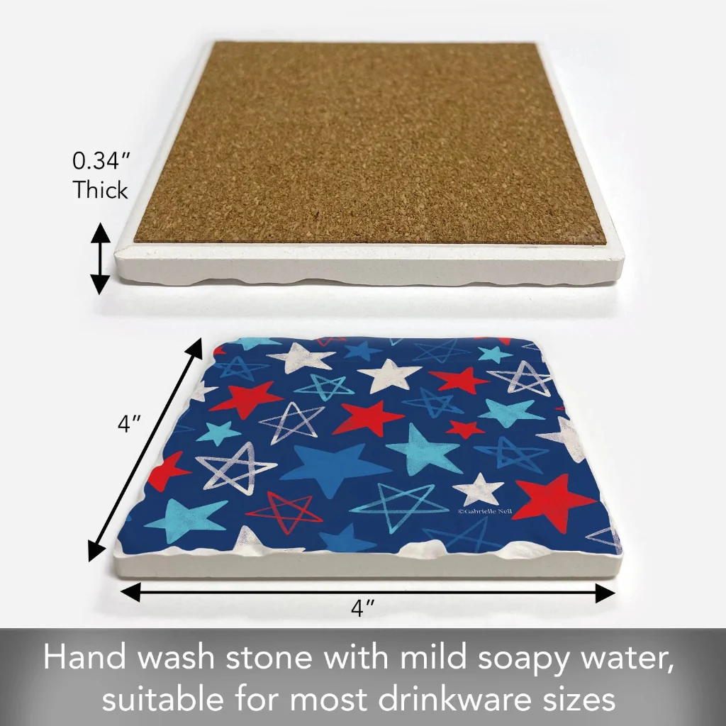 Highland : Patriotic Stars Single Tumbled Tile Coaster - Image 3
