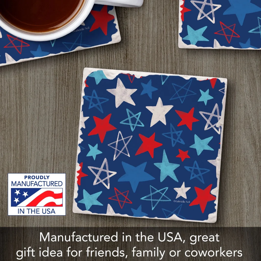 Highland : Patriotic Stars Single Tumbled Tile Coaster - Image 4