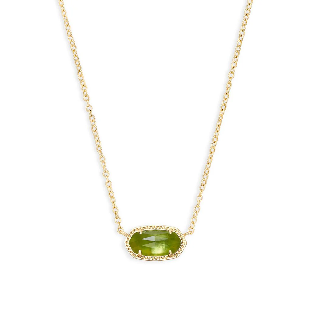 Kendra Scott : Elisa Gold Pendant Necklace in Peridot Illusion