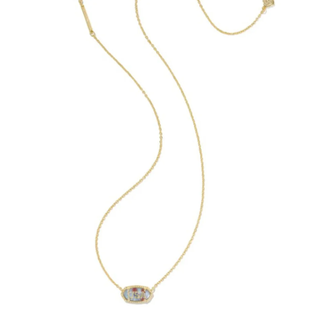 Kendra Scott : Elisa USA Gold Short Pendant Necklace