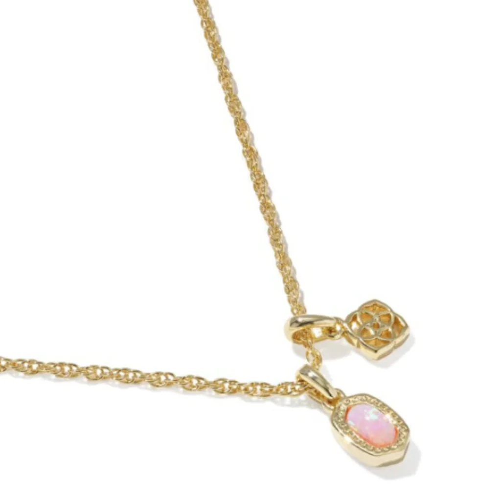 Kendra Scott : Mini Elisa Dira Gold Pink Necklace