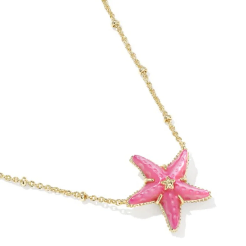 Kendra Scott : Parker Starfish Gold Pink Necklace