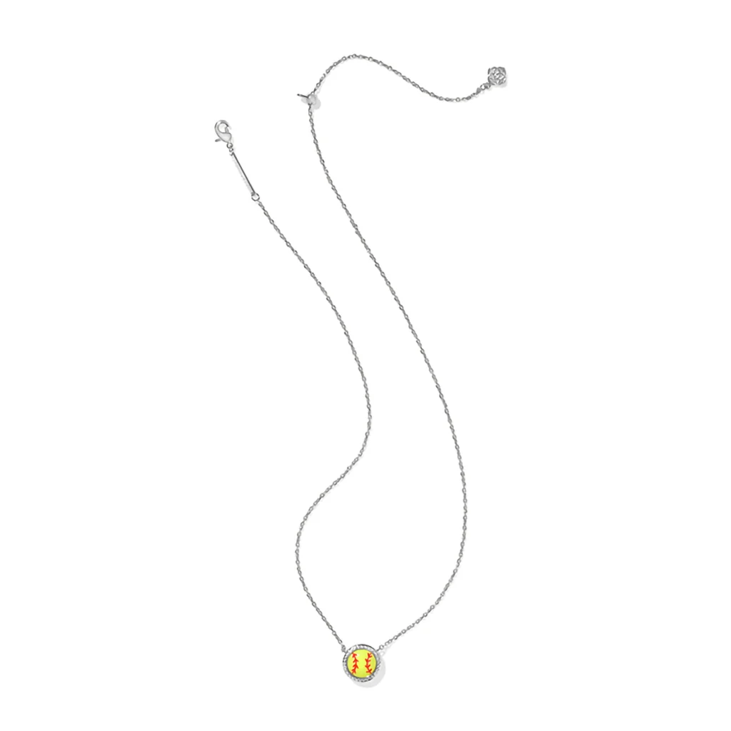 Kendra Scott : Softball Silver Pendant Necklace- Rhodium Over Brass - Image 2