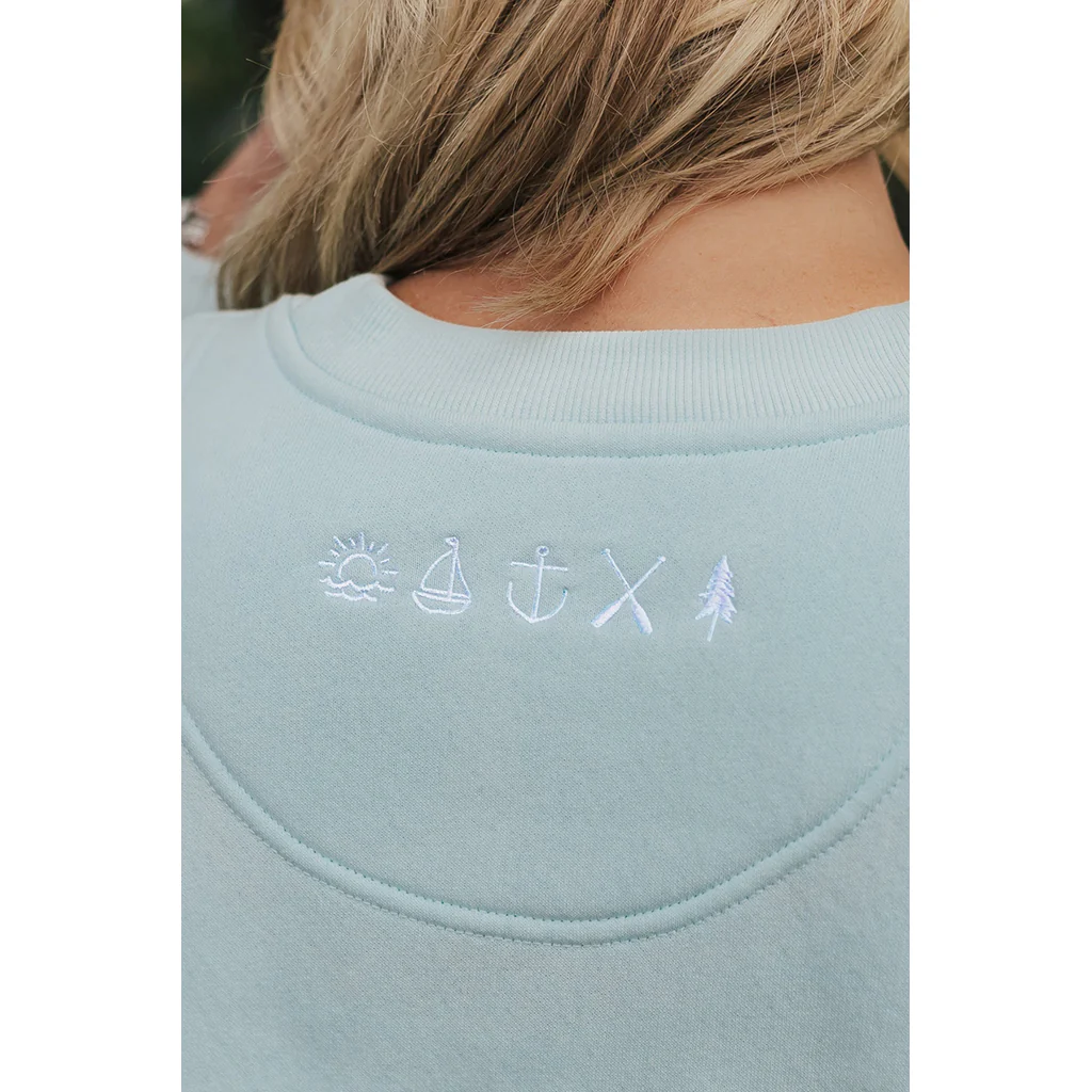 Lakegirl : Sanded Fleece Boyfriend Crew Neck Sweatshirt in Surf - Image 3