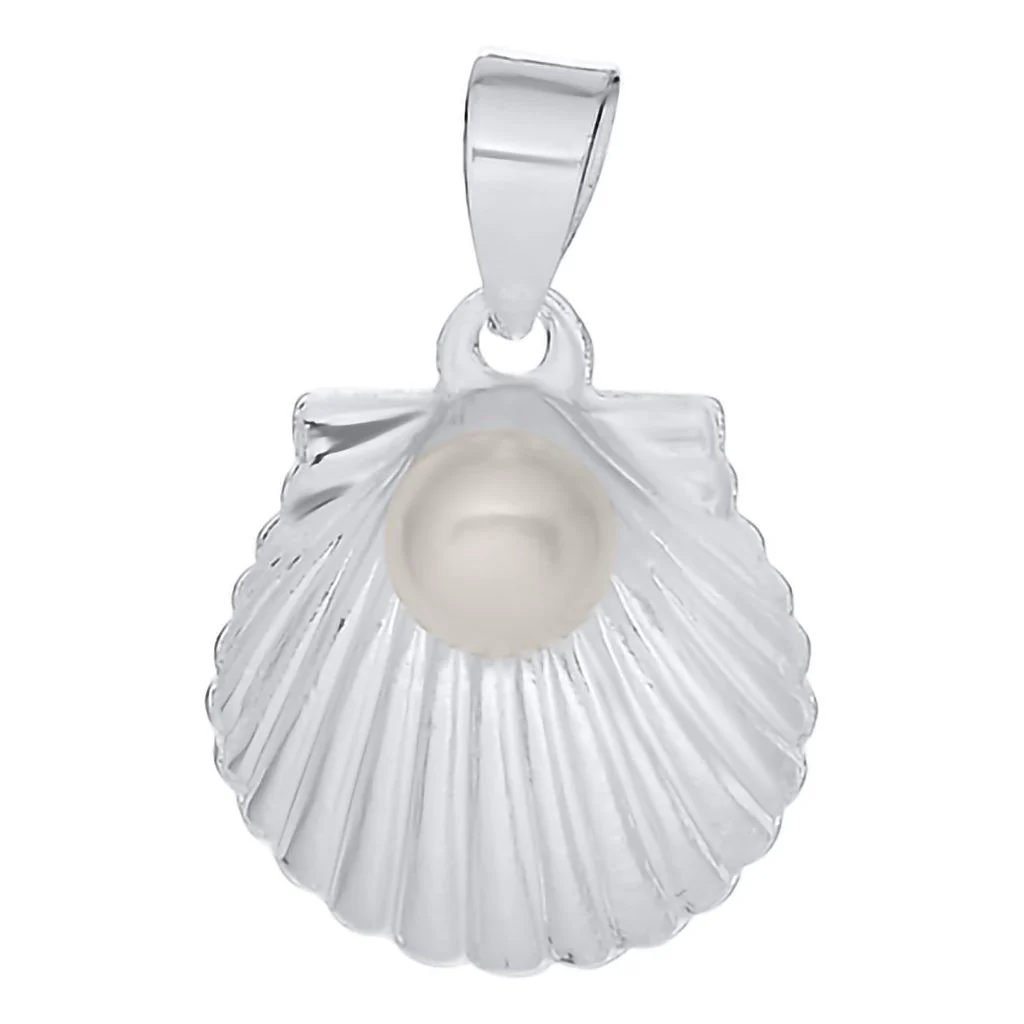 Cape Cod : Scallop Shell Necklace - Silver with Pearl