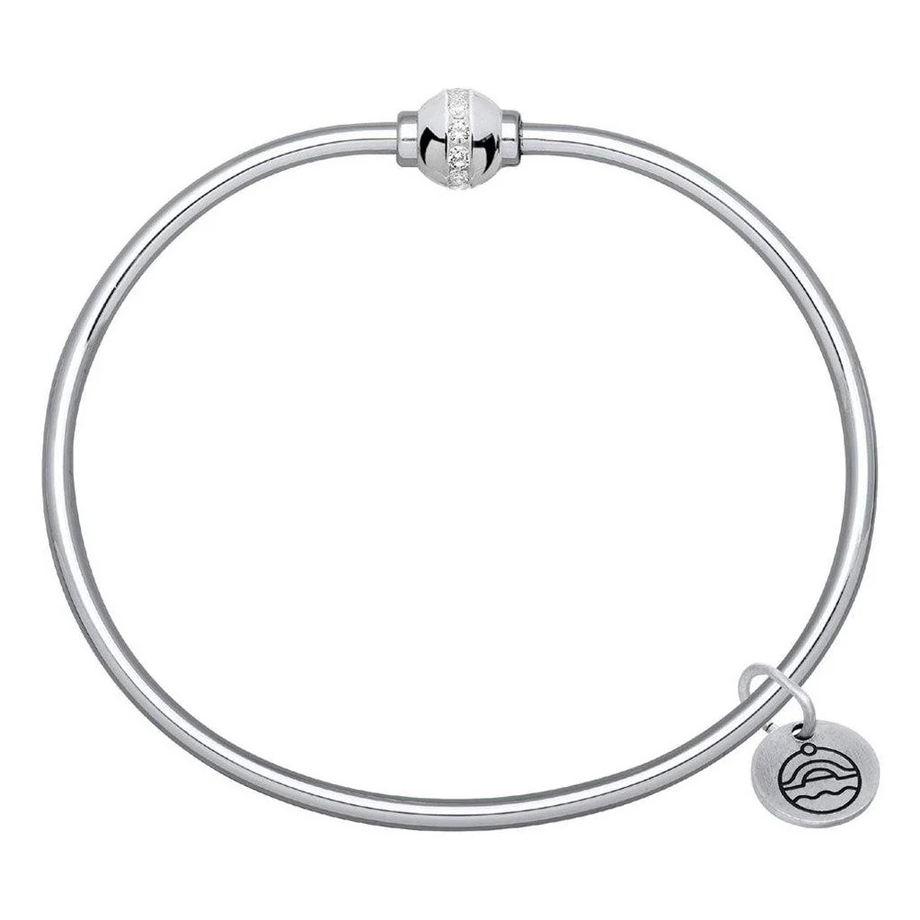 Cape Cod : Single Ball Bracelet - Sterling Silver with Cubic Zirconia - Image 3