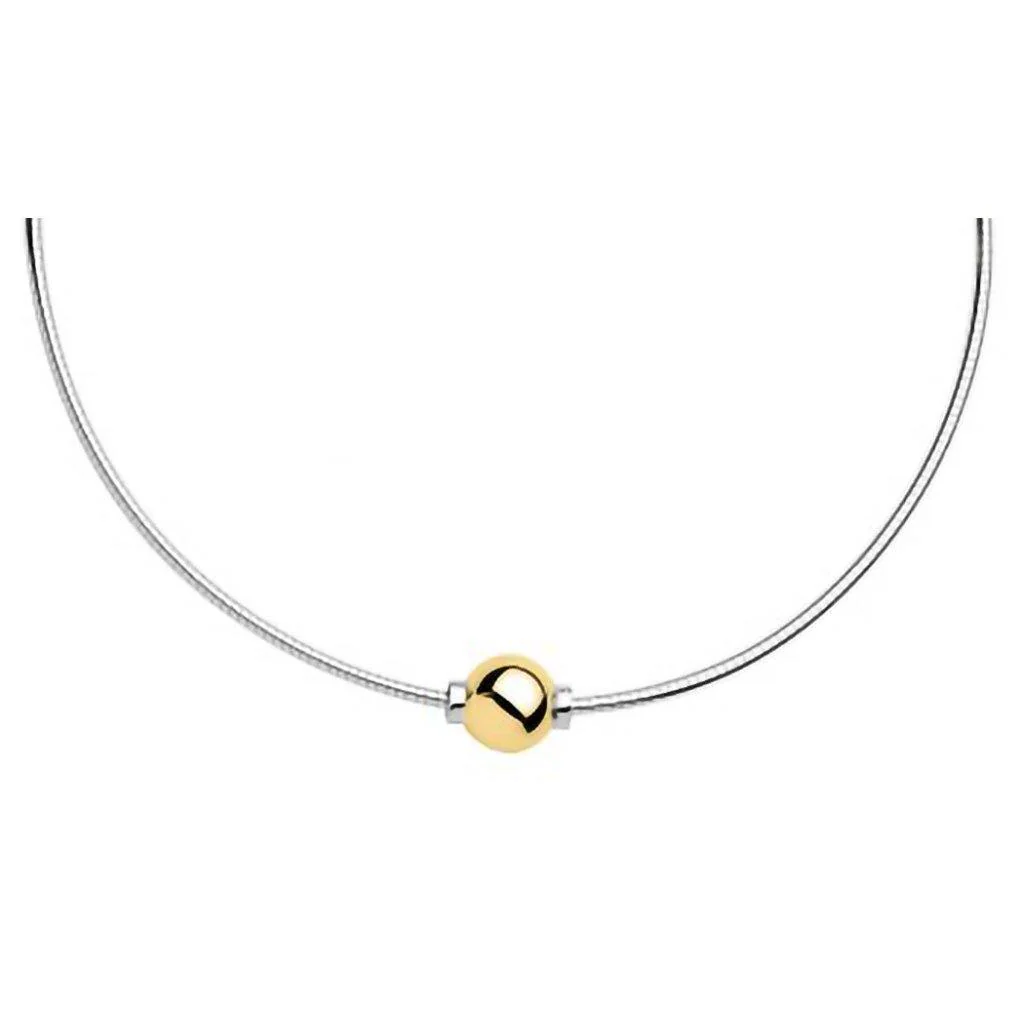 Cape Cod : Gold Ball Omega Necklace - Two Tone - Image 2