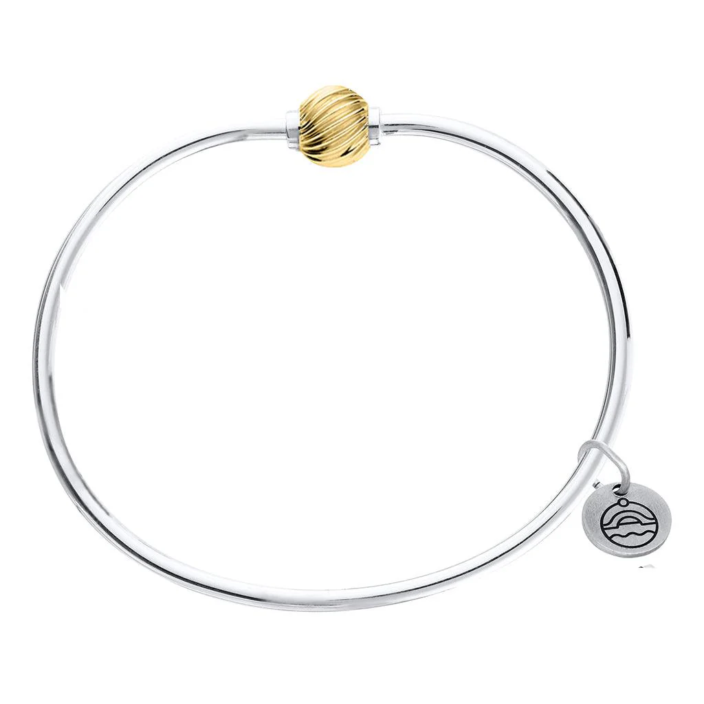 Cape Cod : Gold Swirl Ball Bangle - Two Tone - Image 2