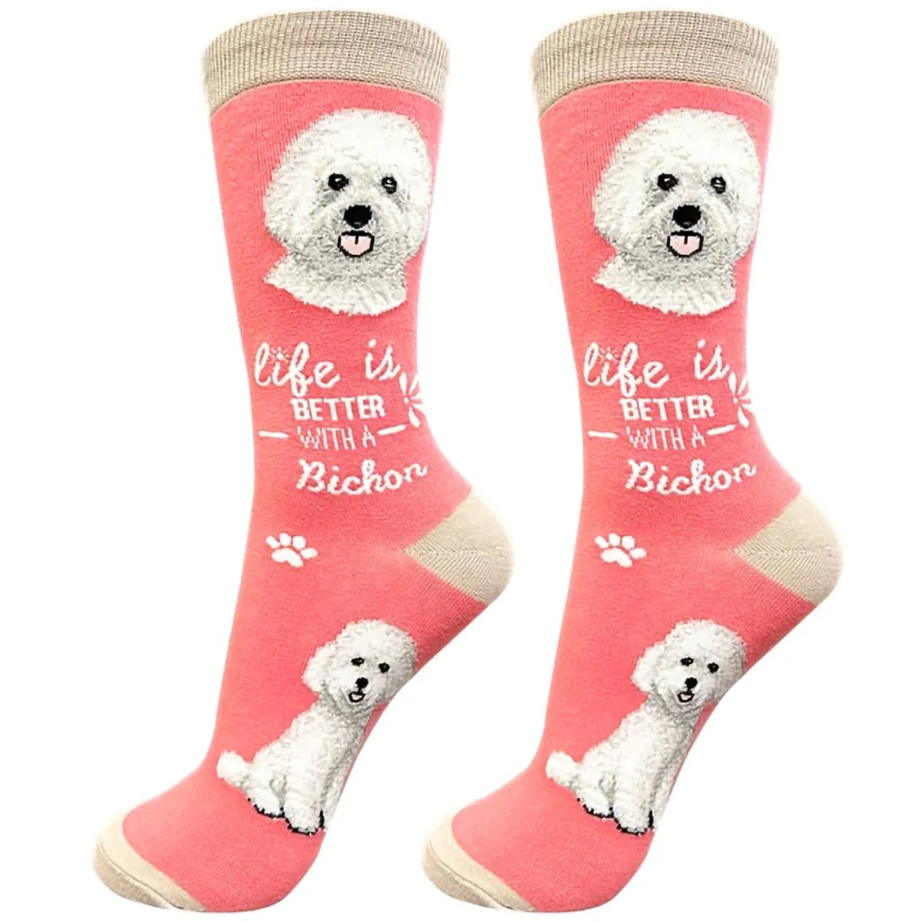 Life Is Better : Crew Socks - Bichon Frise