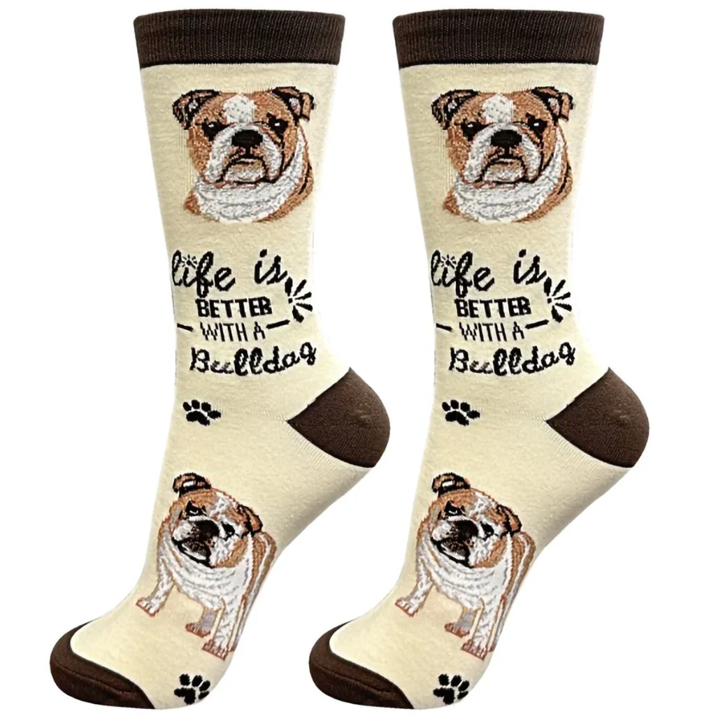 Life Is Better : Crew Socks - Bulldog