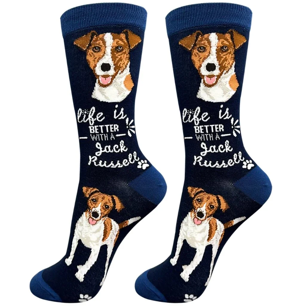 Life Is Better : Crew Socks - Jack Russell