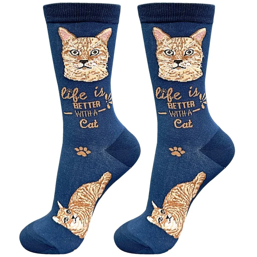 Life Is Better : Crew Socks - Orange Tabby Cat