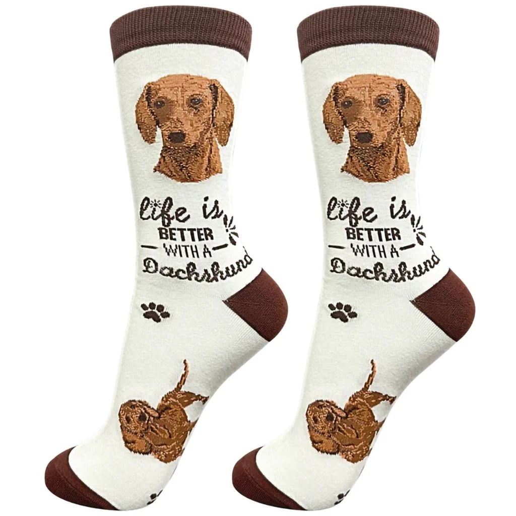Life Is Better : Crew Socks - Red Dachshund