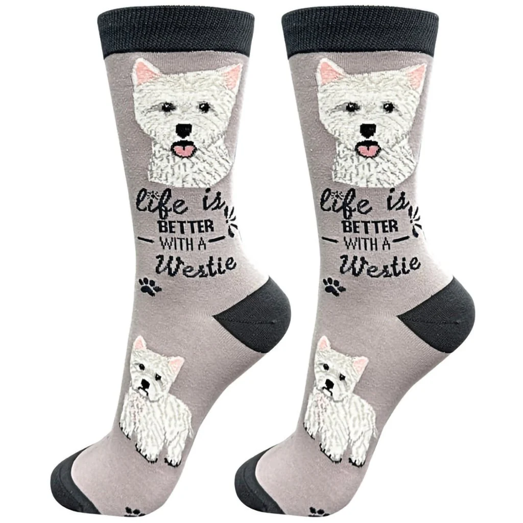 Life Is Better : Crew Socks - Westie