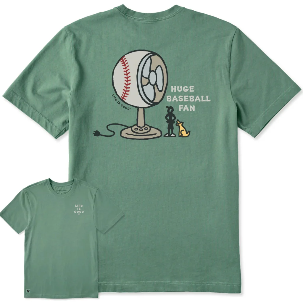Life Is Good : Men's Huge Baseball Fan Short Sleeve Crusher T-Shirt