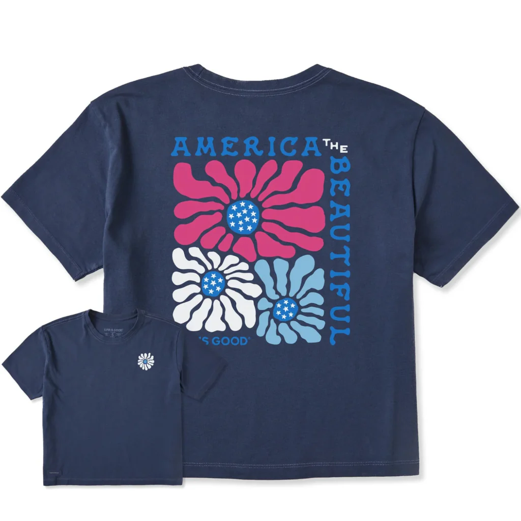 Life Is Good : Women's America the Beautiful Flowers Boxy T-Shirt