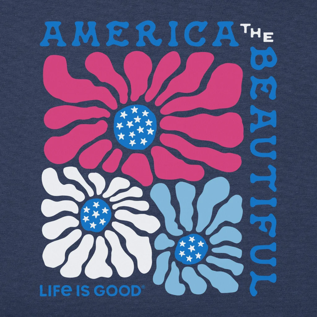 Life Is Good : Women's America the Beautiful Flowers Boxy T-Shirt - Image 2
