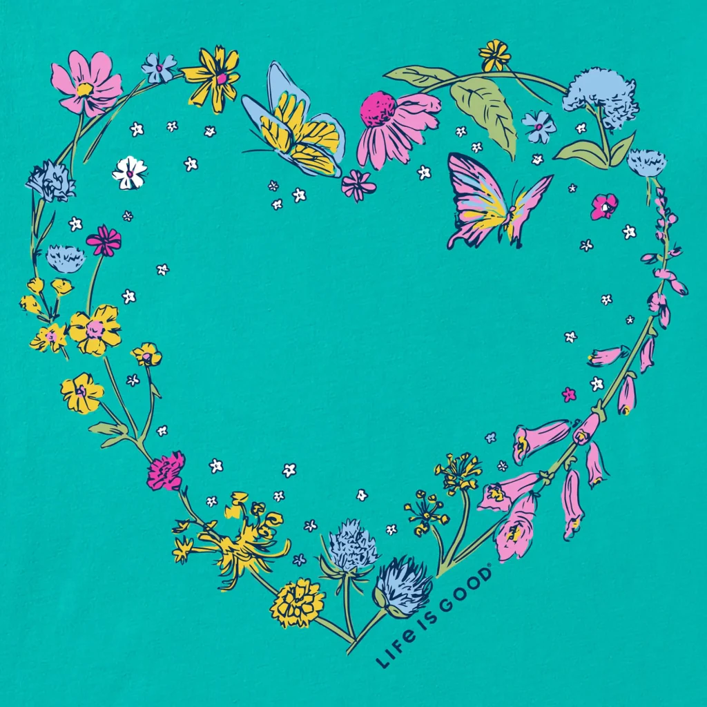Life Is Good : Women's Blooming Wildflower Heart T-shirt - Image 2