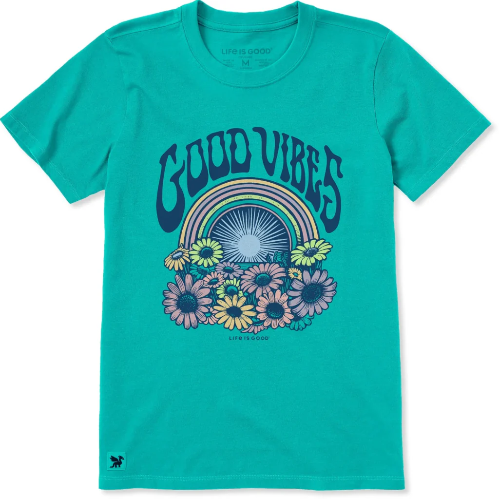 Life Is Good : Women's Good Vibes Bloom Short Sleeve Crusher T-Shirt