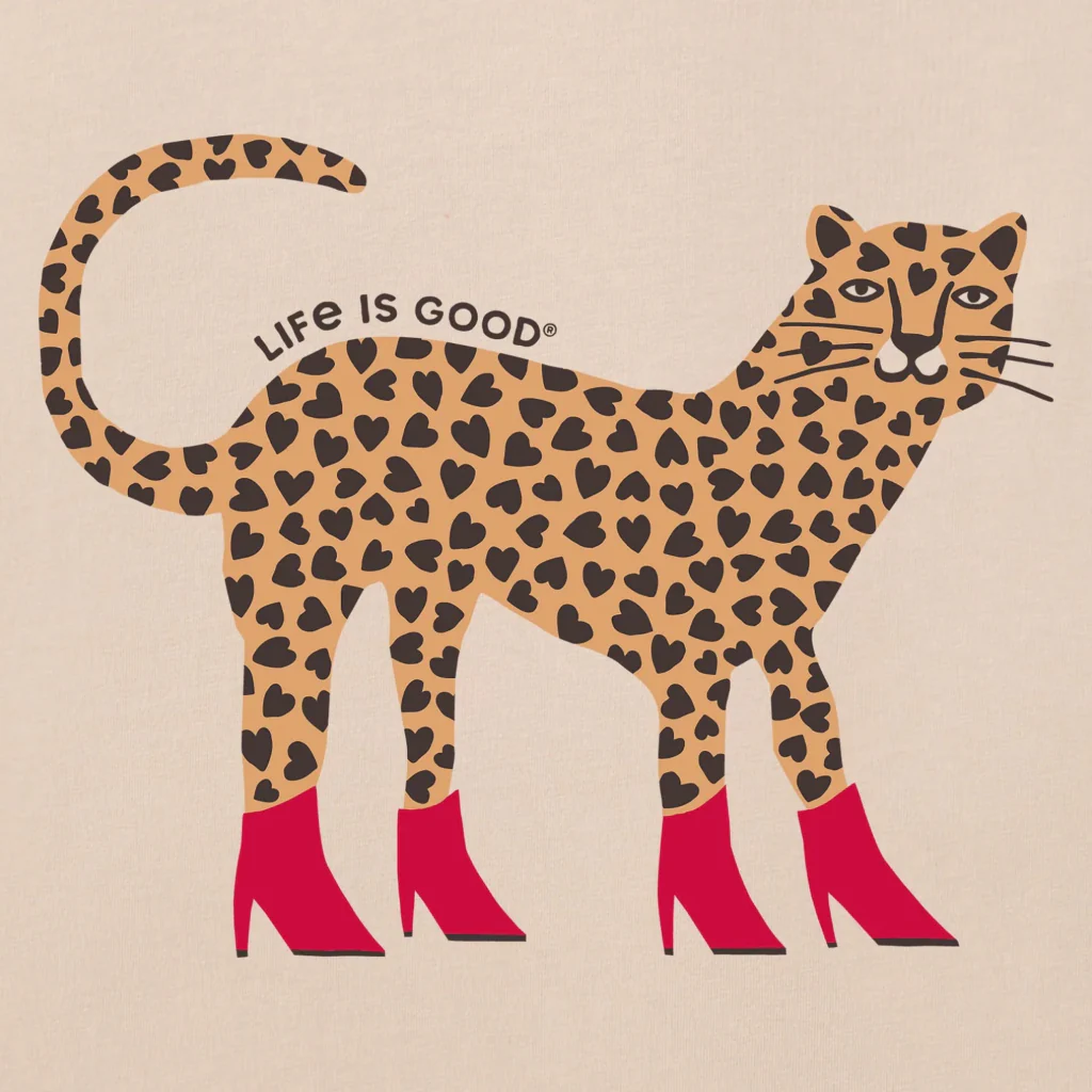 Life Is Good : Women's Love Leopard Crusher T-shirt - Image 2