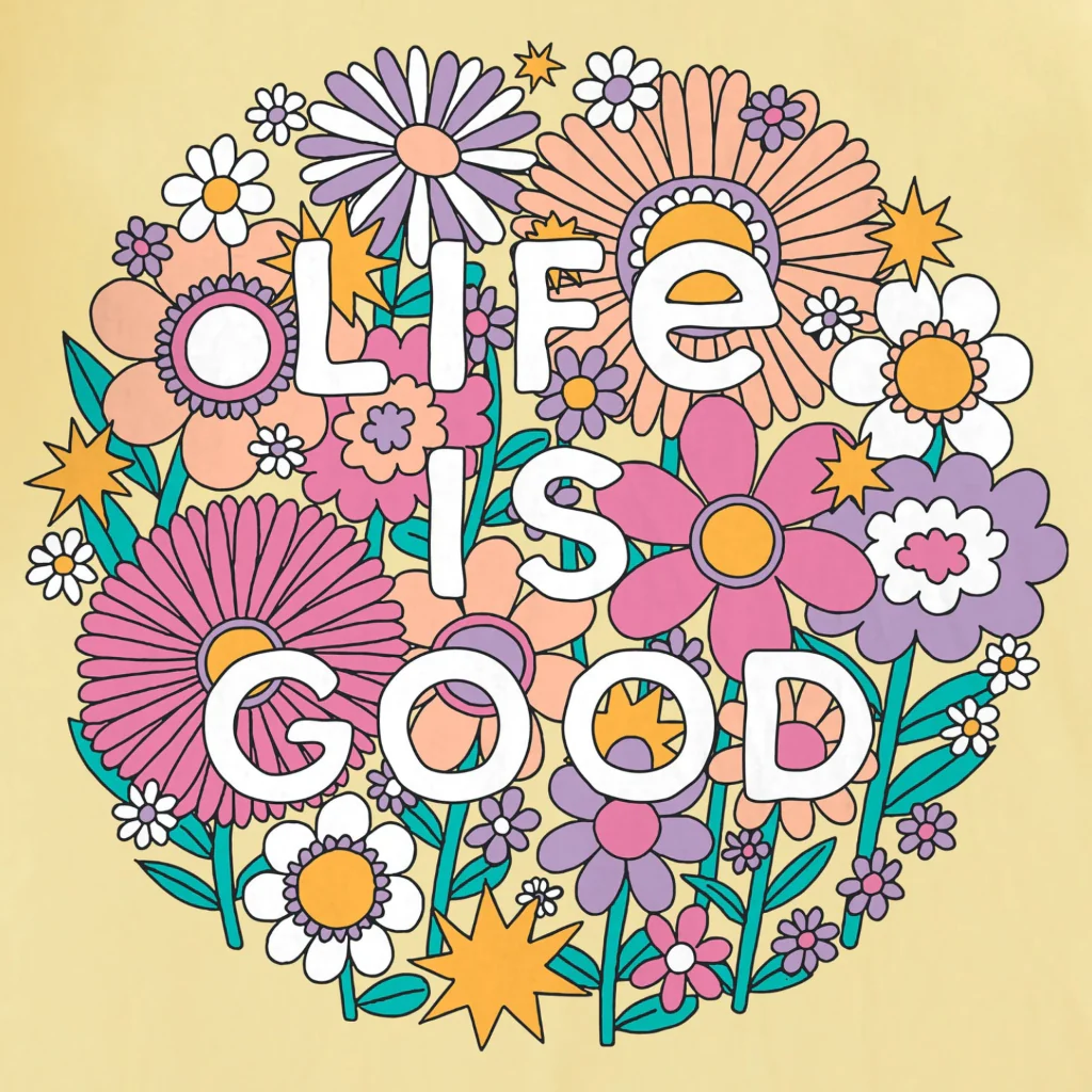 Life Is Good : Women's Retro Flowerball Crusher T-shirt - Image 2
