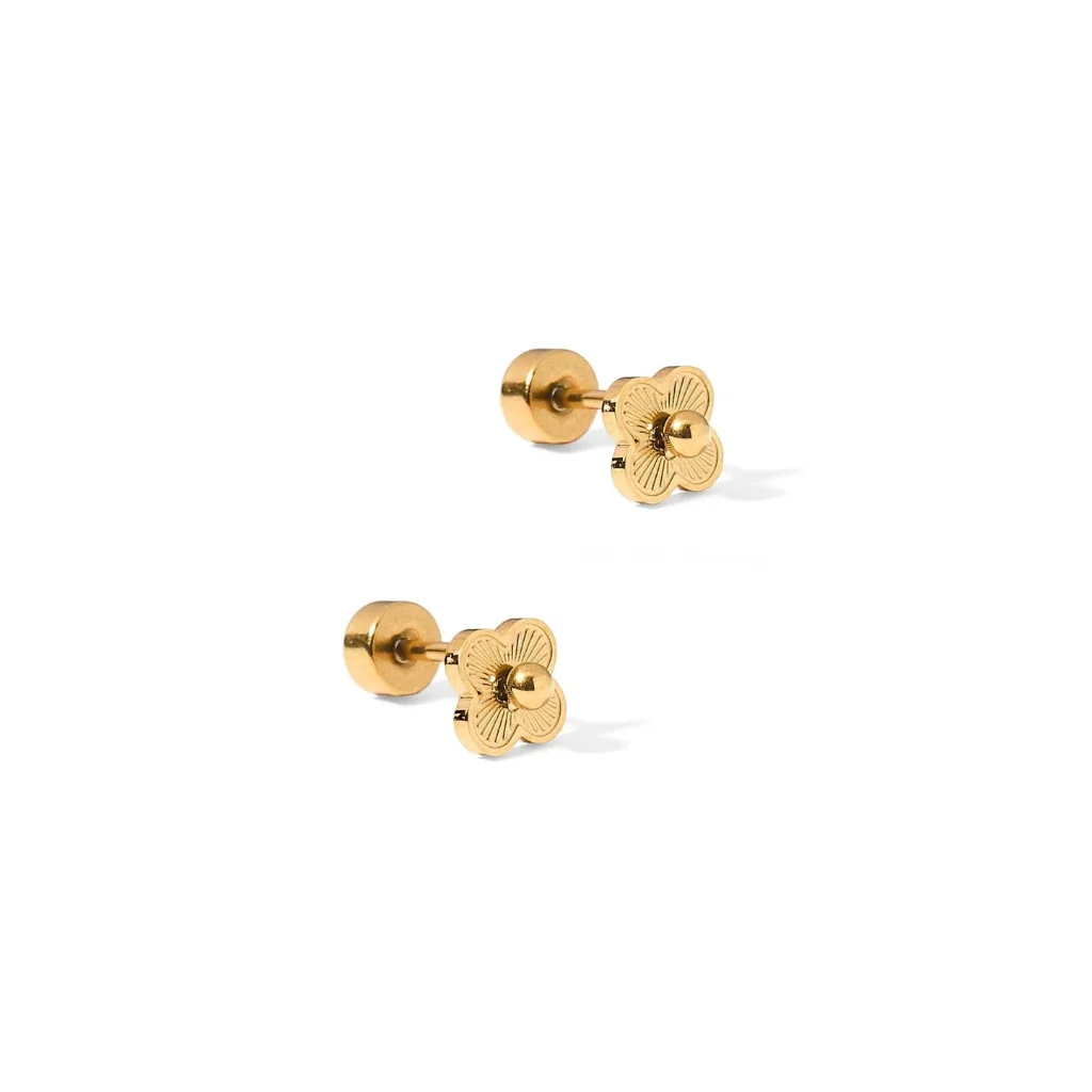 Linny Co : Screwback Stud Earrings - Sweet Clover Gold
