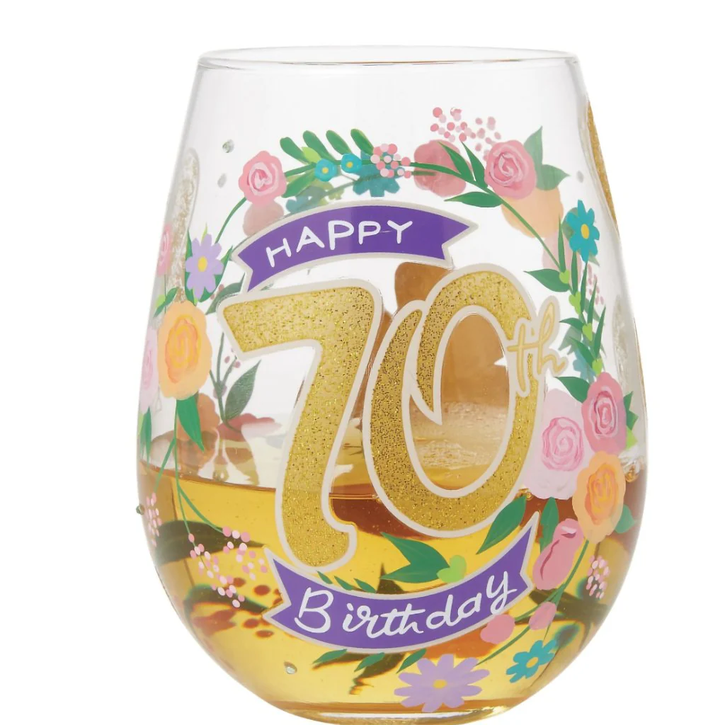 Lolita : Happy 70th Stemless Wine Glass - Image 2