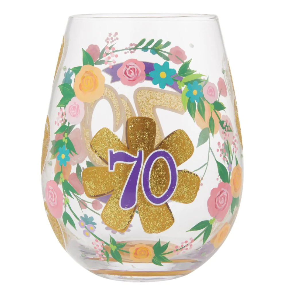 Lolita : Happy 70th Stemless Wine Glass - Image 4