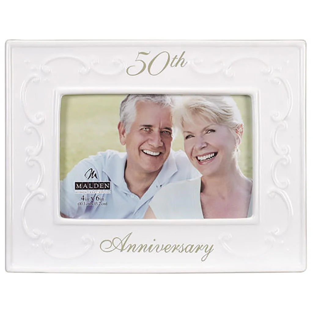 Malden : 50th Anniversary Ceramic Photo Frame - 4x6 - Image 2