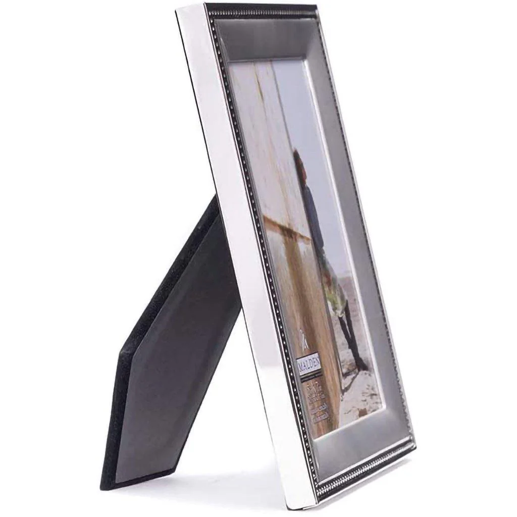 Malden : Classic Silver Metal With Silver Beads 2-Tone Photo Frame - 5x7 - Image 2