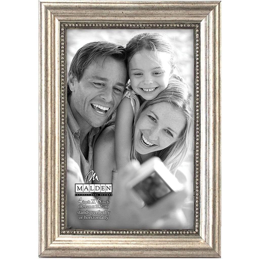 Malden : Classic Wood Silver Bead Photo Frame- 4x6