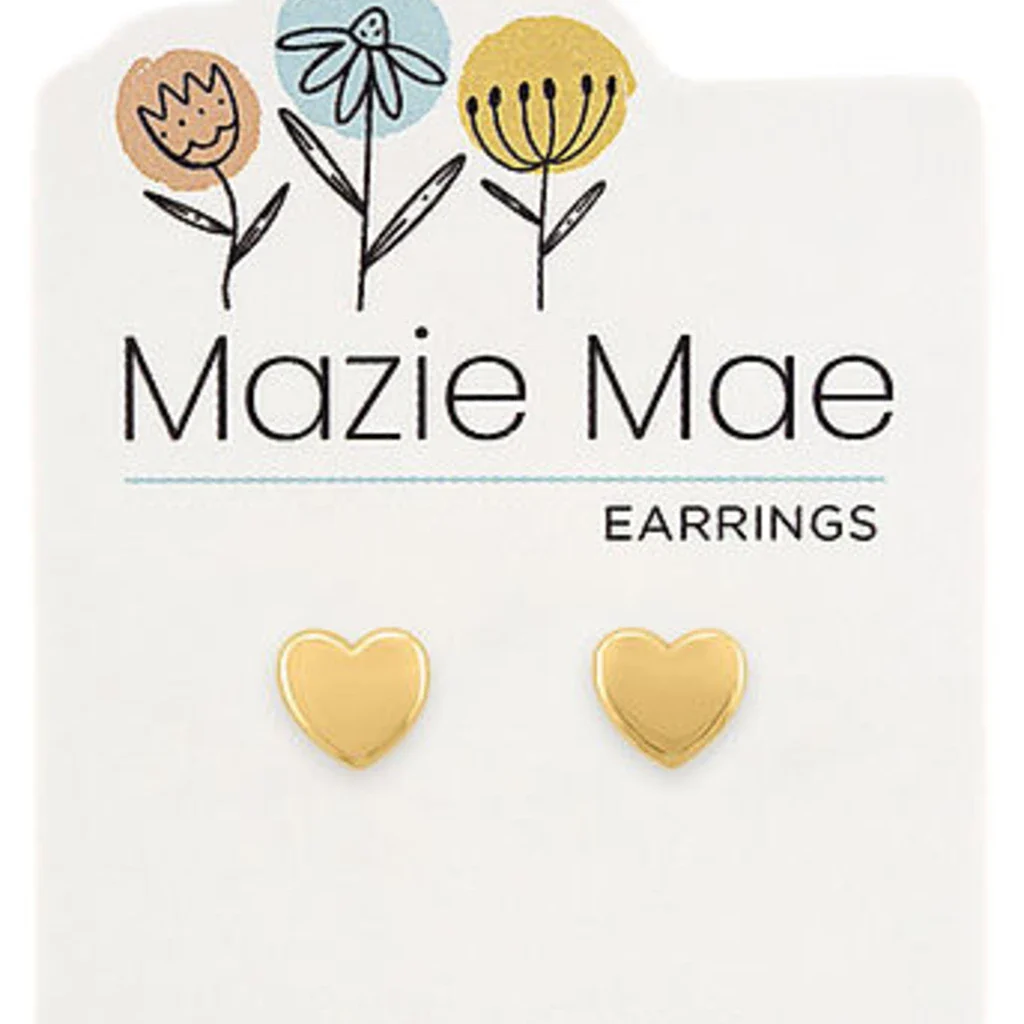 Center Court : Gold Solid Heart Stud Mazie Mae Earring