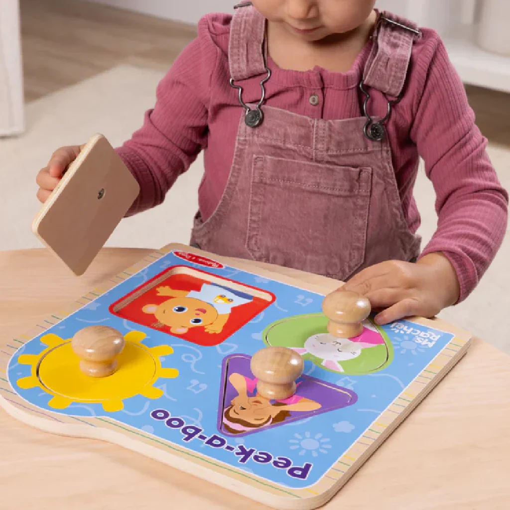 Melissa & Doug : Wooden Peek-a-Boo Jumbo Peg Puzzle - Image 4