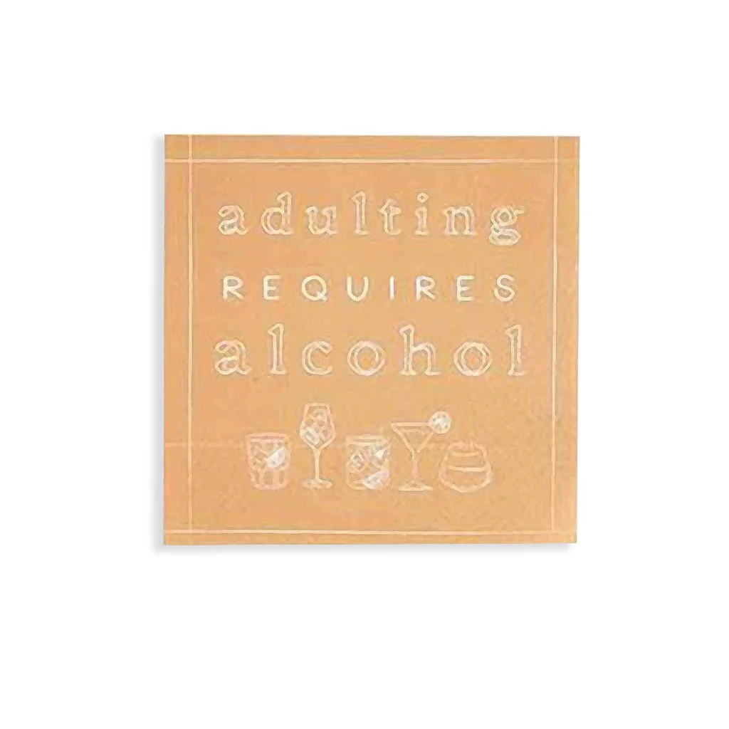 Mud Pie : Cocktail Napkins - Adulting Requires Alcohol