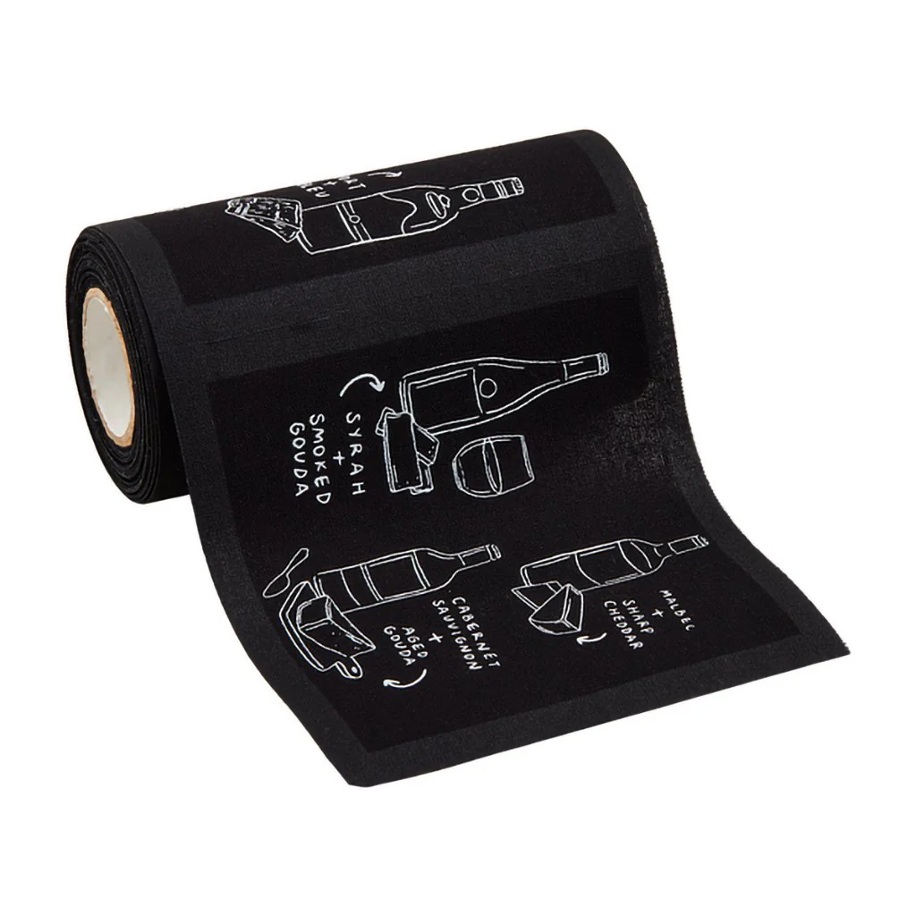 Mud Pie : Black Cocktail Napkin Roll - Cheese and Wine - Image 2