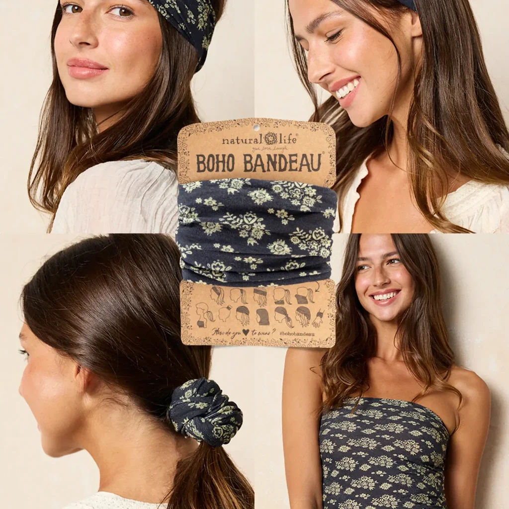Natural Life : Black Cluster Medallions Full Boho Headband - Image 4