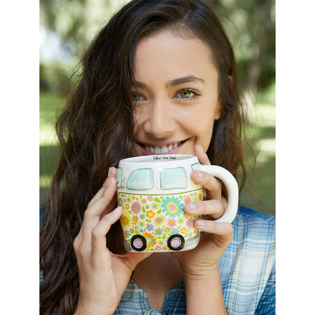 Natural Life : Folk Art Coffee Mug - Yellow Van