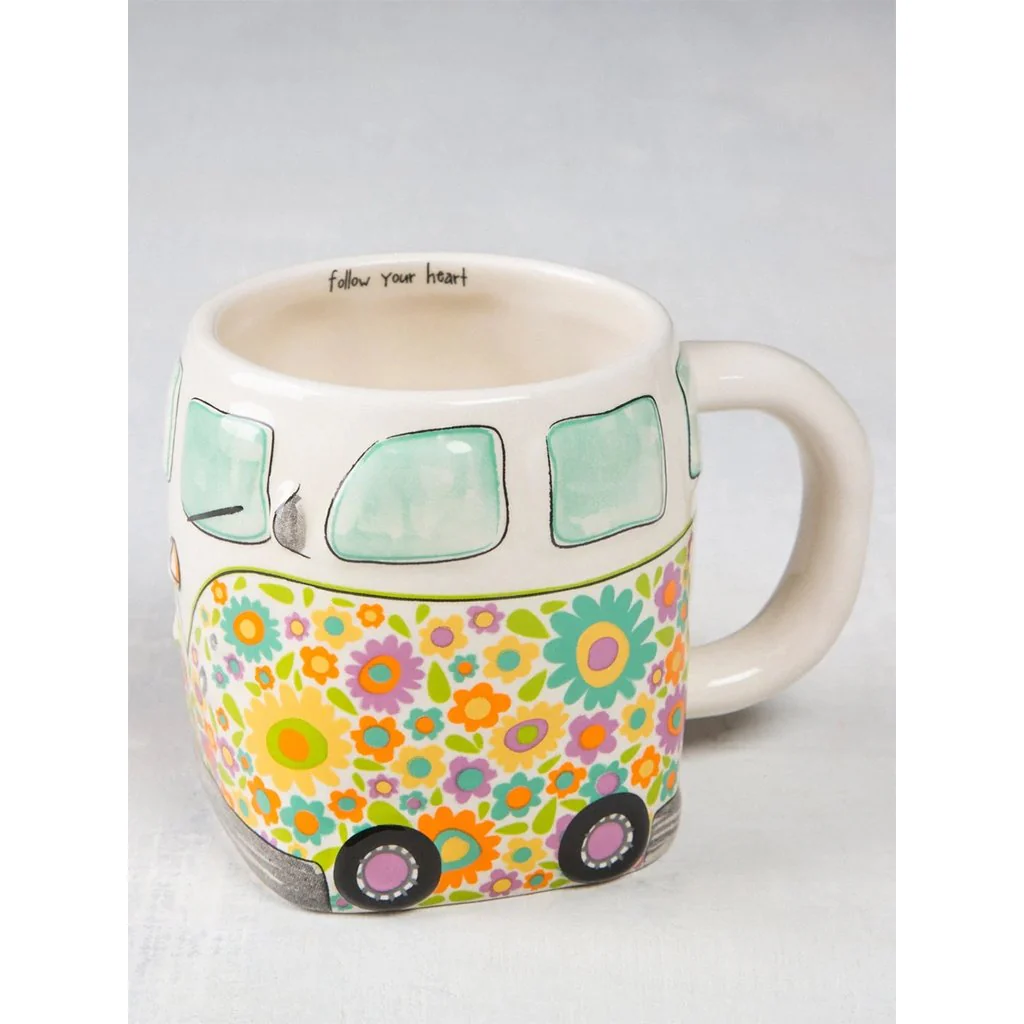 Natural Life : Folk Art Coffee Mug - Yellow Van - Image 2