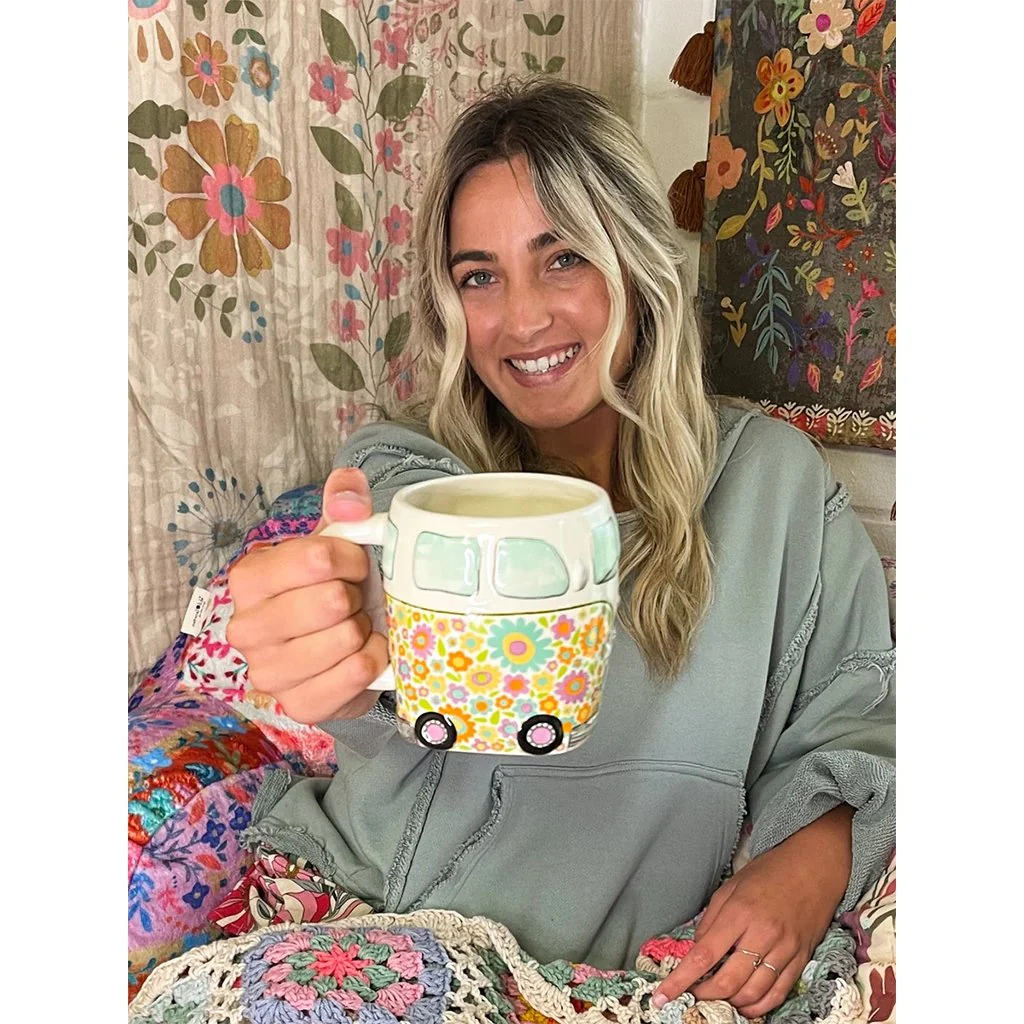 Natural Life : Folk Art Coffee Mug - Yellow Van - Image 3