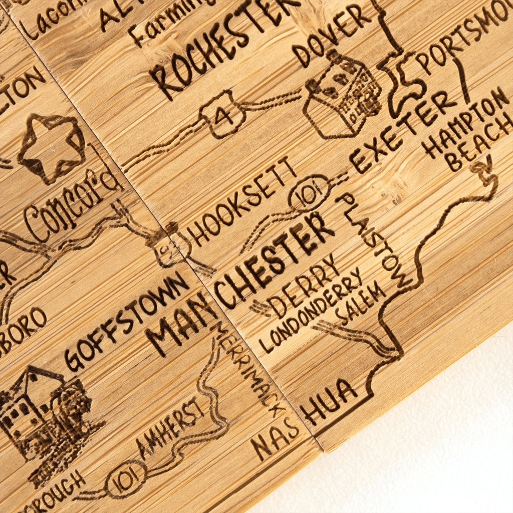 New Hampshire State Puzzle 4 Piece Bamboo Coaster Set with Case - Image 5