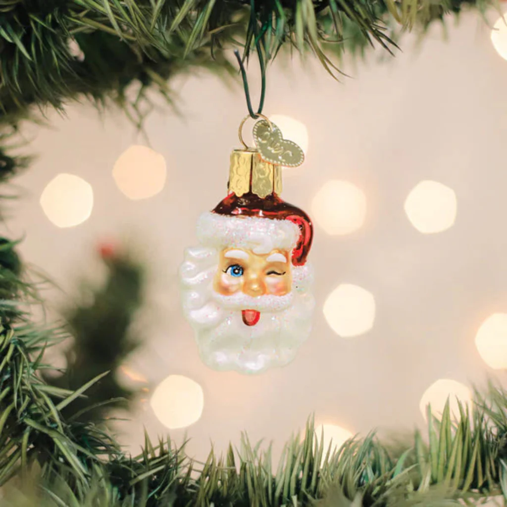 Old World Christmas : Mini Winking Santa Ornament