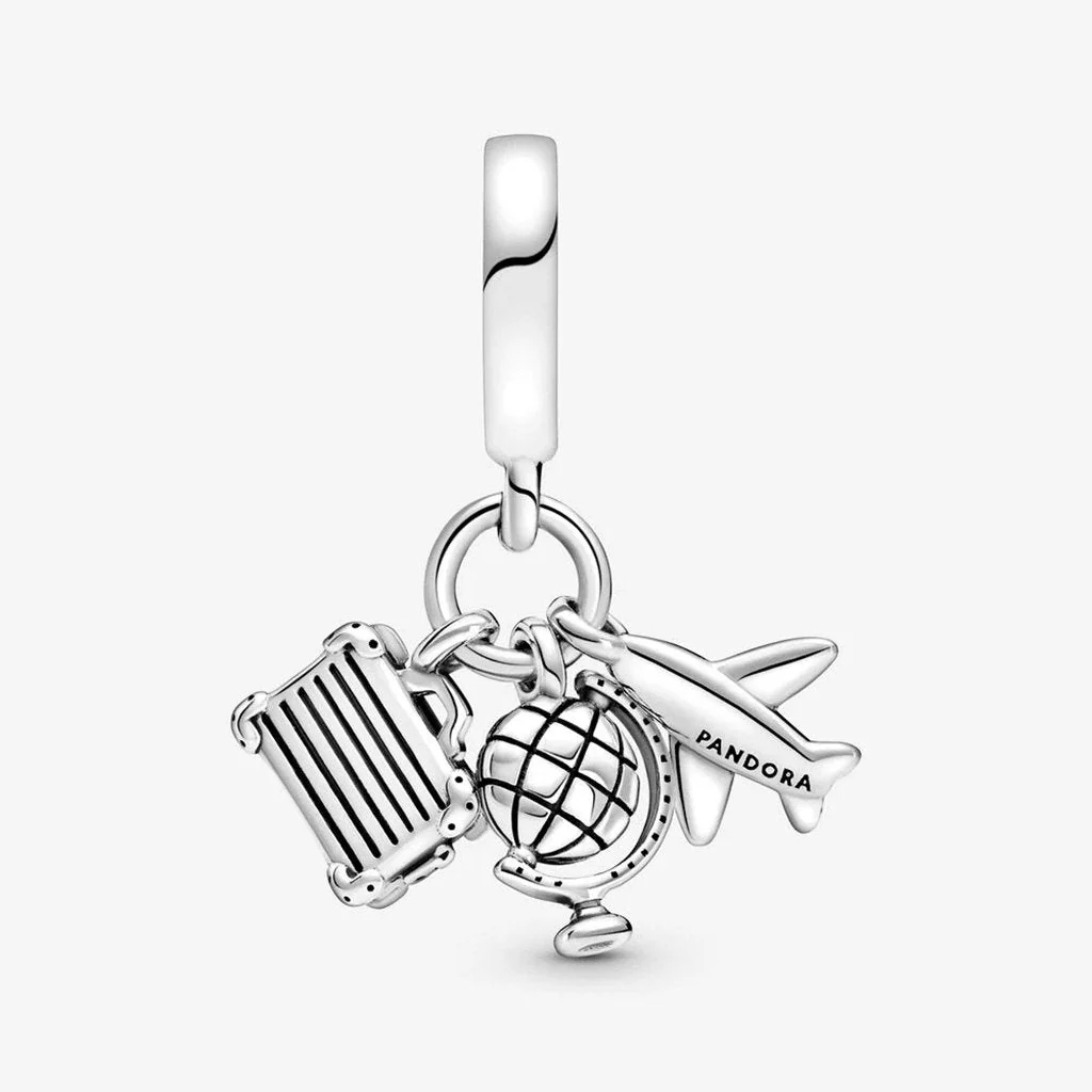 PANDORA : Airplane, Globe & Suitcase Dangle Charm - Image 2