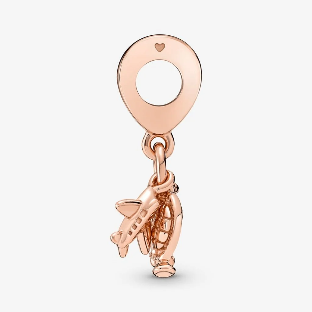 PANDORA : Airplane, Globe & Suitcase Triple Dangle Charm - Image 3