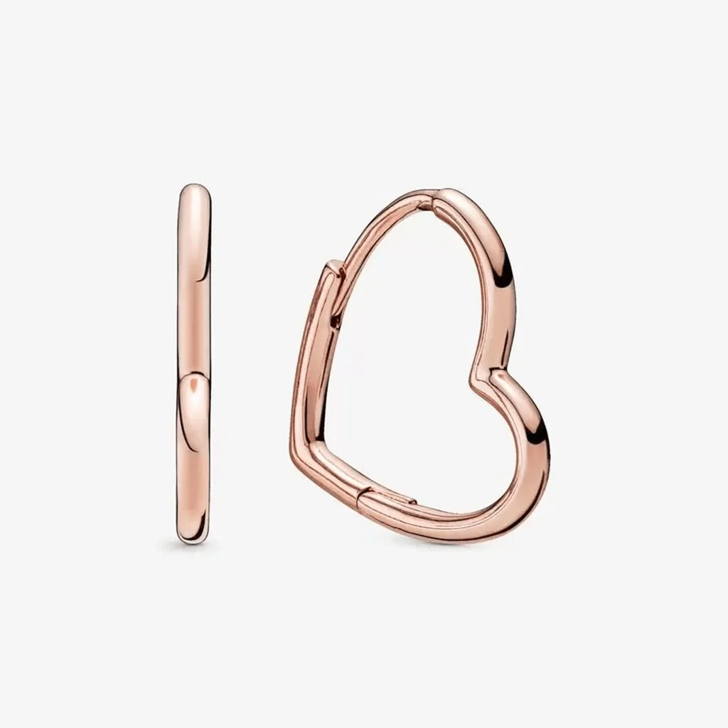 PANDORA : Asymmetrical Heart Hoop Earrings