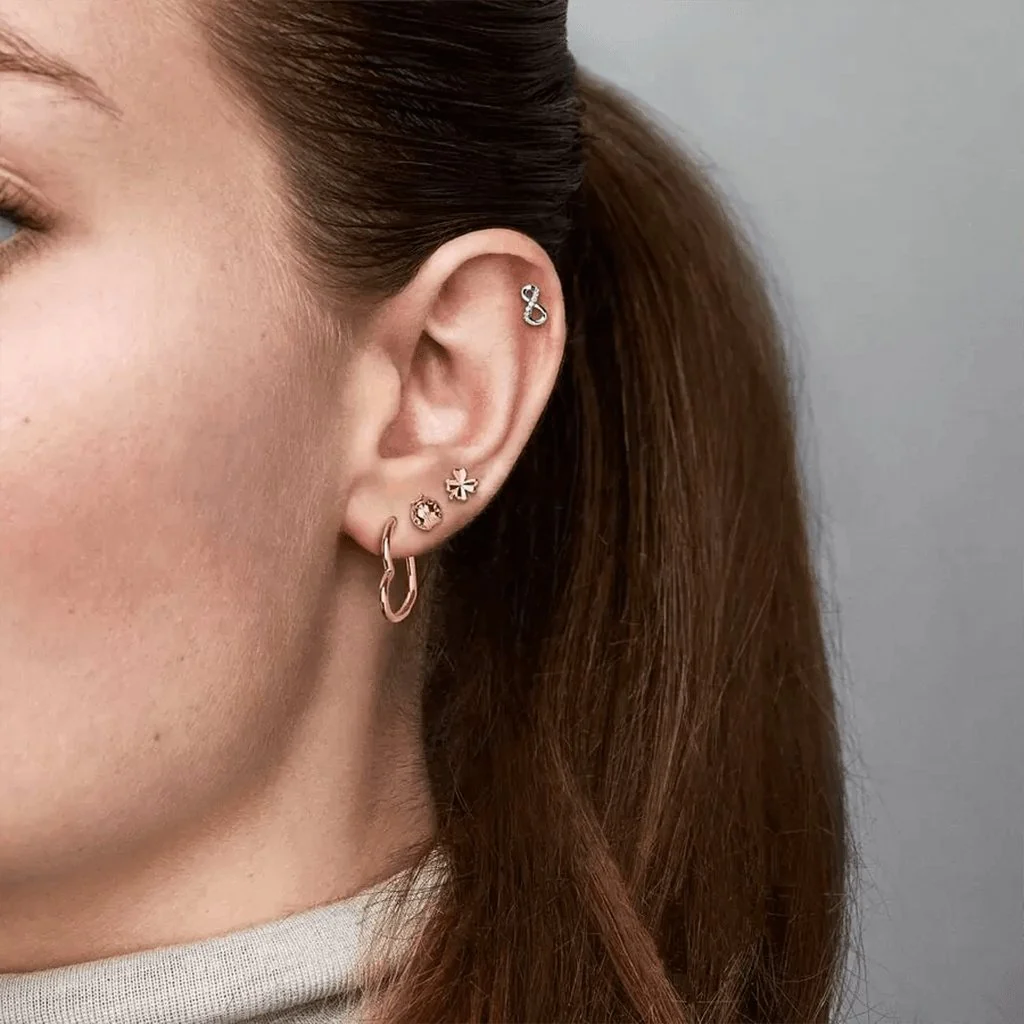 PANDORA : Asymmetrical Heart Hoop Earrings - Image 2