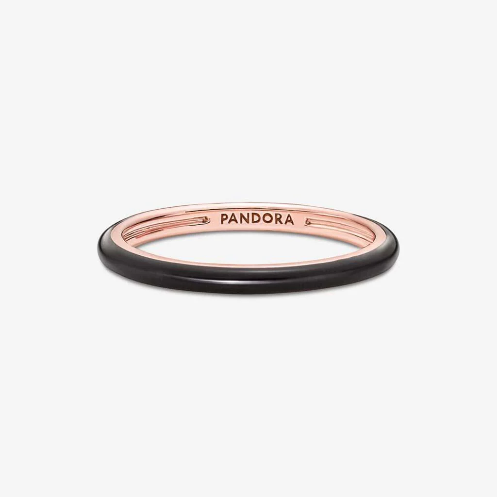 PANDORA : Black Enamel Ring - Rose Gold - Image 2