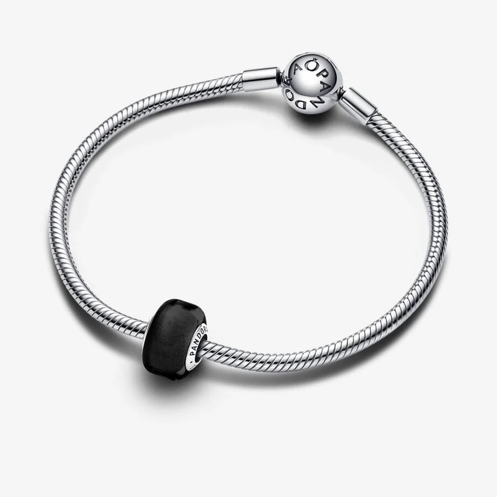 PANDORA : Black Mini Murano Glass Charm in Sterling Silver - Image 3