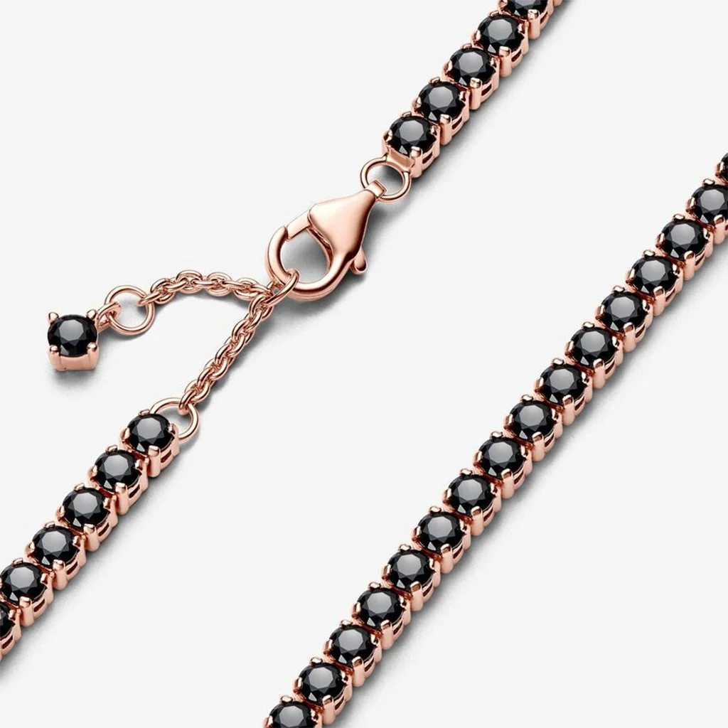 PANDORA : Black Sparkling Tennis Bracelet - Rose Gold Plated - Image 4